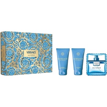 Versace Man Eau Fraiche подаръчен комплект за мъже Размер EDT 50 ml + 50 ml душ гел + 50 ml афтършейв балсам