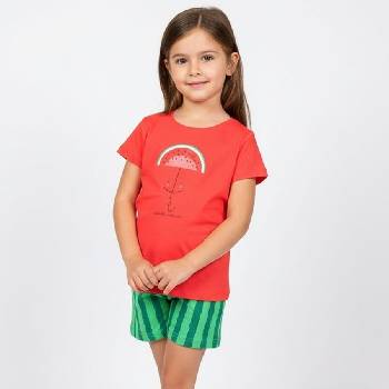 Детско-юношеска пижама в червено и зелено