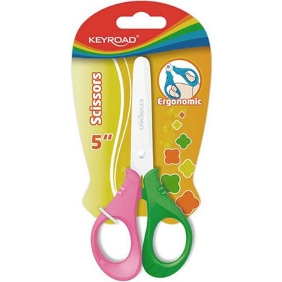 Školské nožnice KEYROAD ergonomické, blister, mix farieb