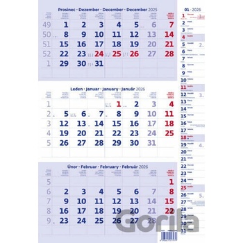 Tříměsíční modrý s poznámkami nástěnný Helma 2026