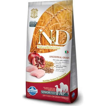 N&D Low Grain Dog Senior Med & Maxi Chicken & Pomegranate 12 kg