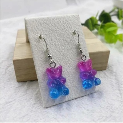 Oliwia Jewelry náušnice Medvídek tyrkysovo-růžový EA194