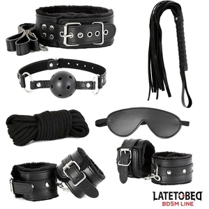 LateToBed BDSM Line 7 Bondage Pieces Set Black