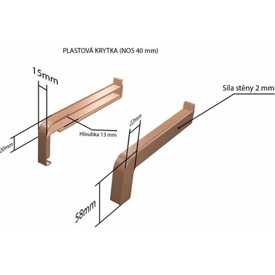 DEOKORK Plastové krytky pro obě strany NOS 40 x 380 mm - Hnědá ELOX C34