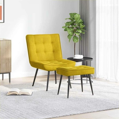 vidaXL 4012330 Relaxační se stoličkou samet Žlutá