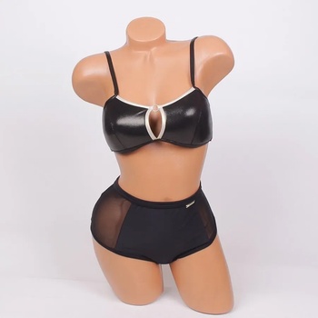 Image 1 of Ефектен черен бански с висока талия - чашка В