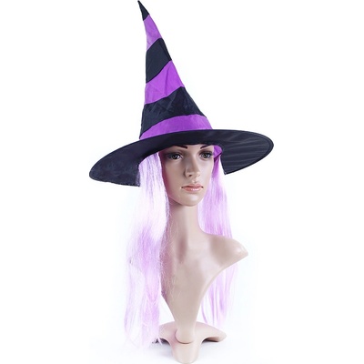 Rappa klobouk čarodějnice s vlasy Halloween