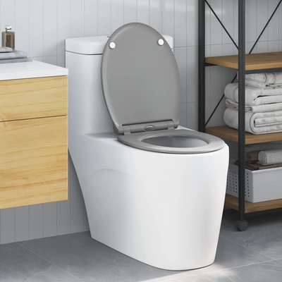 vidaXL Тоалетна седалка Сив 47 x 37, 5 x 3, 8 см Дуропласт (42002363)