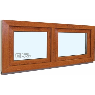 KÖMMERLING Plastové okno - 70 AD, 1500x600 mm, S/S, zlatý dub čiré, zlatý dub/bílá