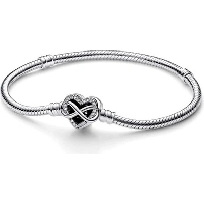 PANDORA Náramok Moments s trblietavou srdcovou sponou 16 cm 592645C01-16