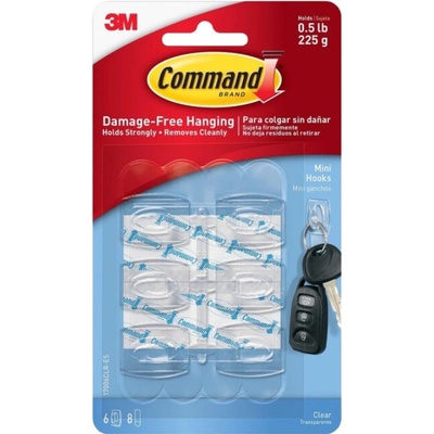 3M Samolepiaci háčik Command Mini - transparentný, 6 ks
