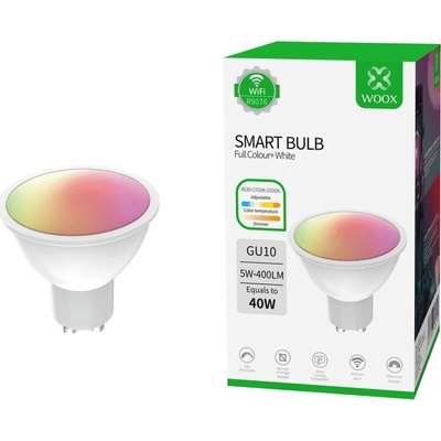 WOOX Smart žiarovka LED GU10 5.5W RGB farebná a biela, WiFi R9076