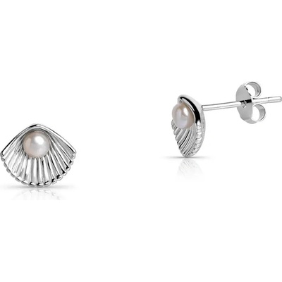Lillian Vassago Peckové stříbrné náušnice mušle s perlou LLVY-SER017