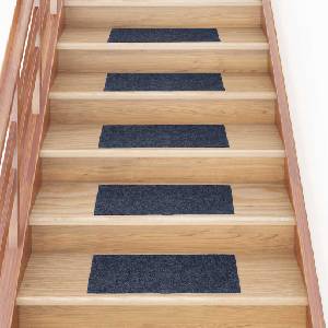 vidaXL Изтривалки за стълби, самозалепващи се, 30 бр. , 60x25 см, сиво-сини, правоъгълни (3365708)