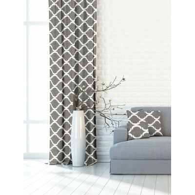 Výprodej Dekoračné látky, Blacka Ornament, šedý, 150 cm 150 x 215 cm