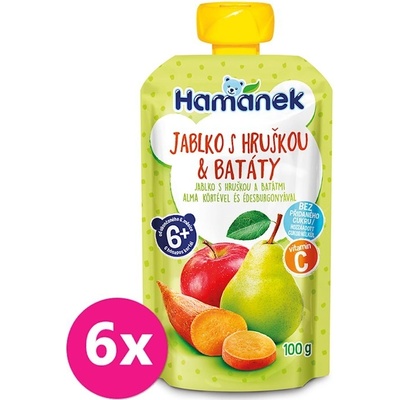 Hamánek vrecúško Jablko hruška sladké zemiaky 6 x 100 g