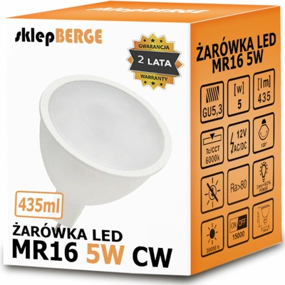 Milio LED žiarovka 12V MR16 5W 435 lm studená biela