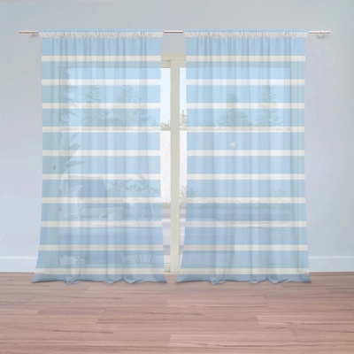 Záclony Modrobílé pruhy: 2 ks - 150x250 cm - Sablio