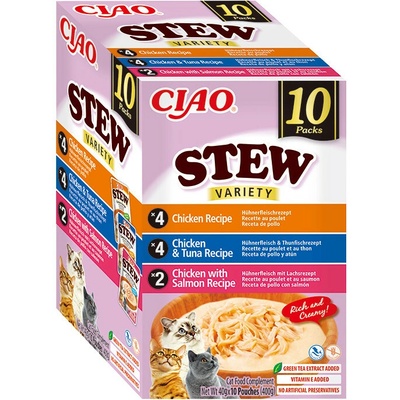 Churu Cat Stew Chick.&Chick.Tuna&Chick.Salm.10 x 40 g