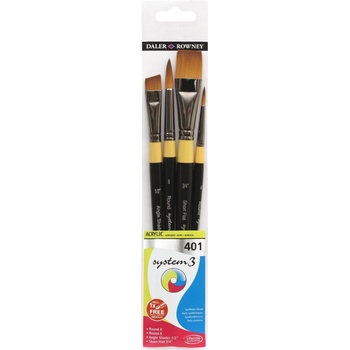 Daler-Rowney System3 Acrylic Brush Synthetic Комплект четки 4 бр (281300401)