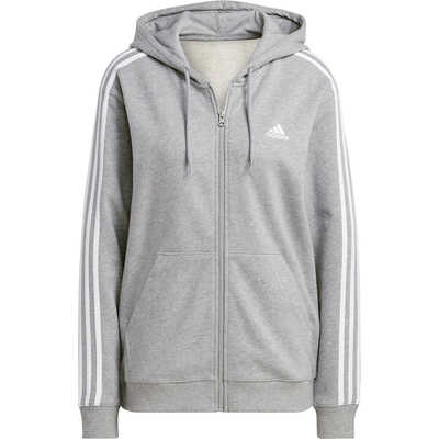 Adidas Дамски суичър Adidas Essentials 3 Stripe Zip Track Hoodie Womens - Med Grey
