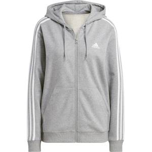 Adidas Дамски суичър Adidas Essentials 3 Stripe Zip Track Hoodie Womens - Med Grey