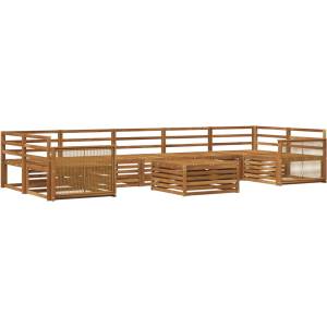 vidaXL Комплект дивани за открито 8 бр. Натурално (3383147)