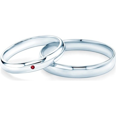 Savicki Snubní prsteny Fairytale bílé zlato rubín půlkulaté OBR FAIR R B
