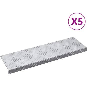 vidaXL Стъпало Правоъгълна 5 pcs Сребрист 60 x 18 x 2, 5 см Алуминий (4104232)