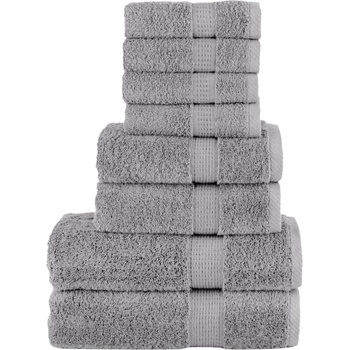 vidaXL Премиум комплект хавлии от 8 части SOLUND сив 600 gsm (137543)