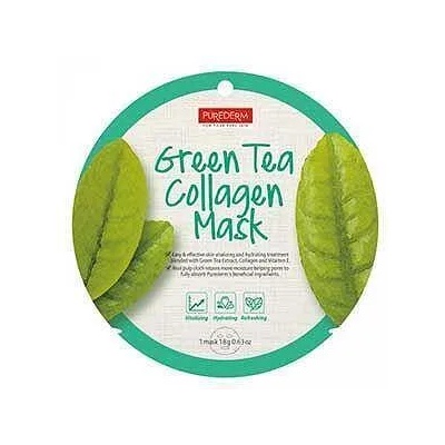 Purederm Колагенова маска за лице с зелен чай PUREDERM Green Tea Collagen Mask 18 ml
