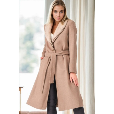 Dewberry Z6671 Ladies coat hnedá krémová