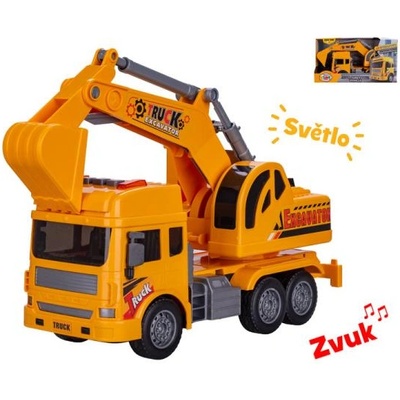 Mikro Авто строителен багер 27см на инерция на батерии със светлина и звук