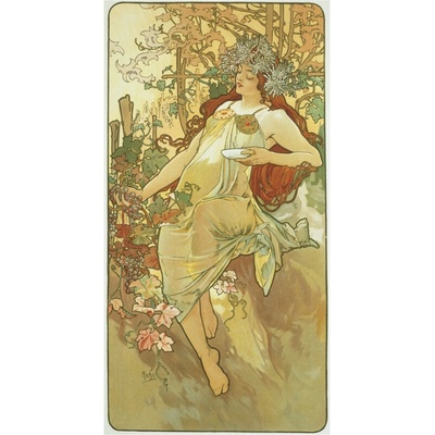Pohlednice Alfons Mucha-Autumn-dlouhý A9053