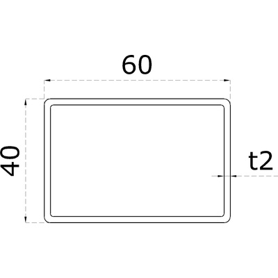 DOPREDAJ profil 60 x 40 x 2 x 4000 mm, brúsená AISI 304