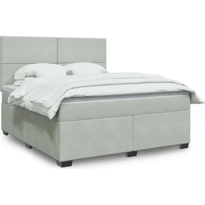 vidaXL 11461.3290972 Boxspring postel s matrací světle šedá samet