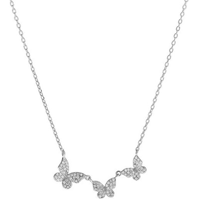 Again Jewelry Nežný strieborný náhrdelník s motýlikmi AJNA0023