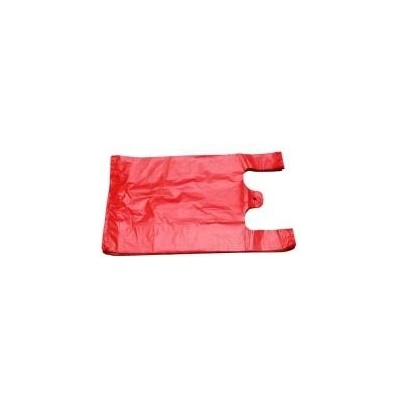 Mikroténové tašky HDPE, nosnosť 10 kg, 30+16x50 cm, červená, 100 ks