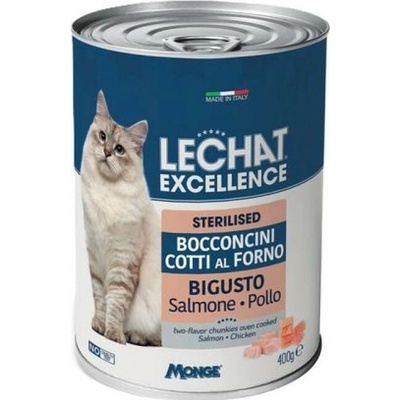 Monge Lechat Excellence Sterilised pečené kúsky v šťave s lososom a kuracím mäsom 400 g