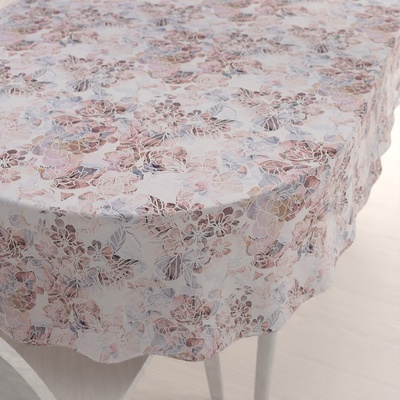 Biante Dekorační oválný ubrus Rongo RGP-501 Růžovo-fialkové květy na bílém 100x140 cm
