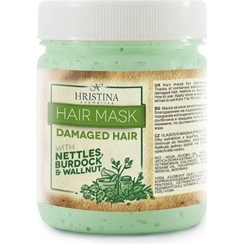 Hristina Prírodná vlasová maska pre poškodené vlasy kopřiva, orech, lopúch 200 ml
