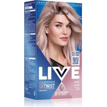 Schwarzkopf LIVE Lightener & Twist перманентната боя за коса за изсветляване на косата цвят 104 Cool Lilac