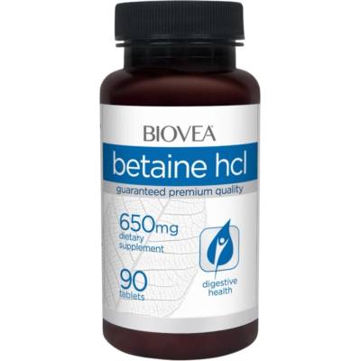 Biovea Betaine HCL, 650 mg, 90 таблетки, Biovea (4341)