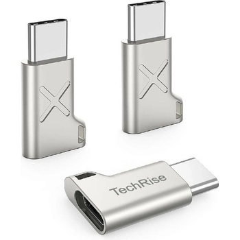 TechRise 3 броя адаптери, от microUSB(ж) към USB-C(м), златист