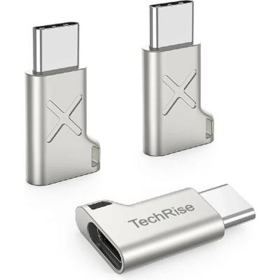 TechRise 3 броя адаптери, от microUSB(ж) към USB-C(м), златист