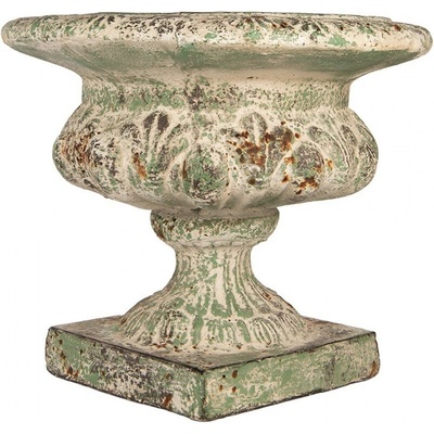 Clayre & Eef Zelený antik květináč v barokním stylu s listy Baroque 56x50 cm