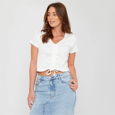 Be You BeYou Ruched Rib Top Womens - Cream
