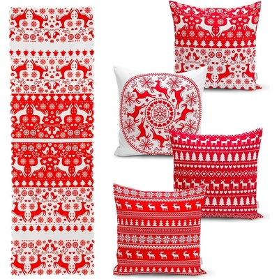Minimalist Cushion Covers Комплект от 4 коледни калъфки за възглавници и покривка за маса Коледа - Minimalist Cushion Covers (RunnerSet8)