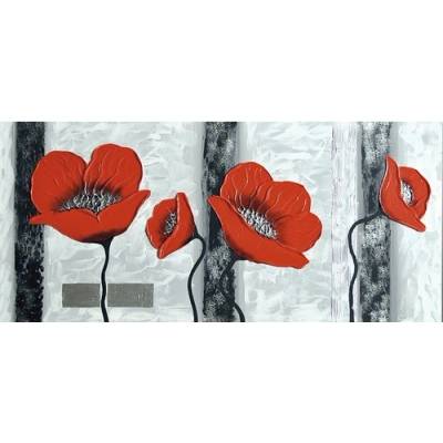 Obraz na plátně, ručně malovaný Květy I. 55x120cm – Hledejceny.cz