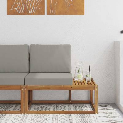 vidaXL Външен край на диван с възглавница Естествен 91 x 63 x 73 см (900475)